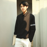 秋季tb衬衫男长袖修身款 青少年 修身型 牛津纺 韩版 英伦 青年