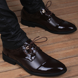 男士尖头皮鞋英伦休闲皮鞋系带增高韩版潮男青年商务正装软底皮鞋