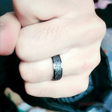 黑色个性男士钛钢磨砂戒指简约日韩朋克潮人情侣小指尾戒指环饰品