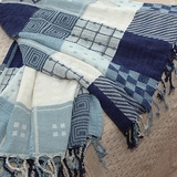北欧宜家盖毯，地中海蓝流苏毯休闲毯