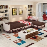 现代简约布艺沙发转角组合多功能储物折叠沙发床小户型可拆洗