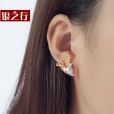 银之行S925银耳钉女麋鹿耳环个性日韩国动物生日礼品圣诞节礼物