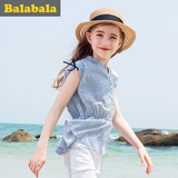 巴拉巴拉女童衬衫短袖中大童童装2016夏装新款儿童时尚衬衣女韩版