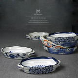 创意个性 日式和风手绘青花艺术陶瓷餐具8寸双耳沙拉水果甜品碗