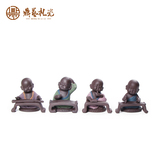鼎艺 精品茶宠 紫砂茶具摆件 汝窑陶瓷配件 达摩弥勒佛和尚