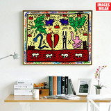 Keith Haring涂鸦时尚墙画个性壁画简约挂画沙发背景画抽象装饰画