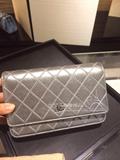 巴黎萌猫专柜代购 Chanel woc 2014新款银色菱格纹链条包woc