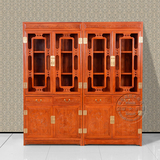 红木家具书房组合书柜 花梨木木雕书架实木博古柜 厅柜带门储藏柜