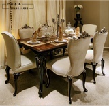 高端定制意大利实木雕刻饭台饭桌欧式新古典纯实木餐桌椅全套