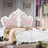 艺流家居 新款欧式双人床 雕花全实木白蜡木床 真皮软包1.8米包邮
