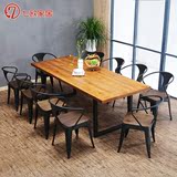 餐桌椅组合10人复古咖啡厅桌8西餐厅6实木4主题餐桌2会议办公桌