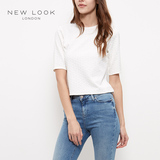 NEW LOOK夏季新款女装五分袖圆领白色T恤|3723989