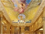 3D立体无缝大型壁画壁纸墙纸KTV酒店天花板吊顶欧式古典天顶油画