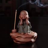 创意陶瓷小和尚香炉紫砂线香檀香熏香炉香插香座佛教用品 包邮