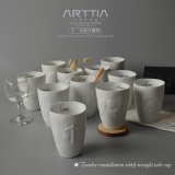 艺术创意陶瓷水杯 十二星座浮雕情侣对杯大容量办公室杯子礼盒装