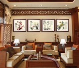 中式古典装饰画梅兰竹菊玄关餐厅挂画四联客厅茶楼壁画有框画墙画