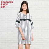 8seconds|8秒女韩版复古风系带连衣裙2016夏新款半袖326471S59