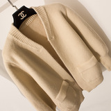 2015秋冬新款羊毛绒立领宽松外套 高品质大码加厚短款外套潮女