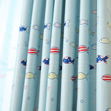 地中海蓝色黄色海洋小鱼儿童房男孩卡通遮光卧室定制窗帘成品定制