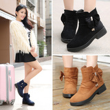 韩版学生冬季平跟雪地靴女靴平底加绒短靴冬天冬靴女鞋马丁靴套筒