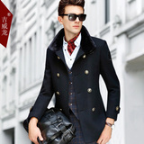 冬装男士羊毛呢大衣韩版青年中长款修身商务英伦加厚呢子风衣外套