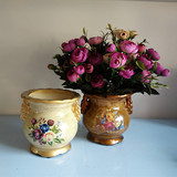 欧式复古花瓶家居客厅餐桌装饰工艺品美式摆件陶瓷仿真花盆插花器