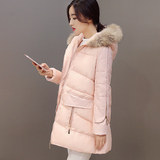 2015冬装新款保暖连帽棉袄女装韩版修身棉衣外套大毛领中长款棉衣