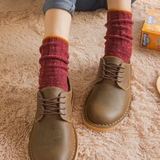 日系韩国复古保暖翻边中筒袜羊毛加厚堆堆袜女袜羊毛袜短袜子