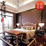 新中式实木床 现代简约布艺软包双人婚床 新古典床样板房卧室家具