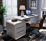 电脑桌椅白色烤漆 客厅酒店办公室书桌 卧室书房学习桌 3门抽屉柜