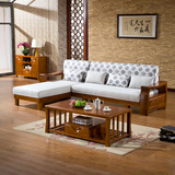 现代新中式全实木沙发组合橡木客厅贵妃转角沙发床推拉两用A16