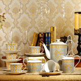 15头马赛克金边高档骨瓷咖啡具欧式套装杯碟英式下午茶茶具