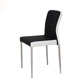 现代简约时尚酒店餐厅餐椅 不锈钢黑白色PU皮椅