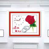 十字绣精准印花新款钟表珍爱一生红色蓝色玫瑰爱情结婚卧室客厅