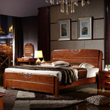 现代简约中式全实木床1.8米储物高箱床1.5M双人高档橡胶橡木婚床