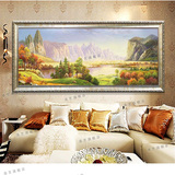 纯手绘欧式客厅风景油画小鹿聚宝盆风景油画客厅横幅风景油画