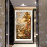 山水手绘欧式油画装饰画走廊过道玄关竖正品聚宝盆525-M 风景单幅