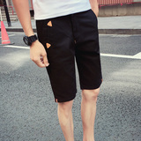 夏季薄款运动休闲短裤男士韩版修身纯色五分裤沙滩裤直筒大码裤子