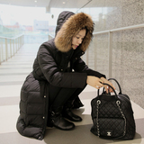 韩国代购专柜2016冬装女士新款连帽大毛领中长款加厚羽绒服外套女