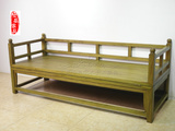 新中式简约榆木折叠罗汉床实木三人沙发书房折叠沙发床两用新古典