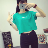 【天天特价】夏装蝙蝠字母韩版学生宽松短款短袖t恤短装露脐女