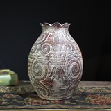 欧式陶瓷复古台面花瓶 石榴美式花插 巴洛克奢华家居客厅摆件餐桌