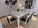 简约钢化玻璃餐桌椅组合白色烤漆小户型餐桌掌上明珠餐桌简易饭桌