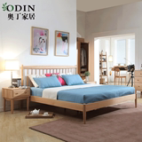 北欧日式简约宜家卧室原木家具全纯实木床 1.5 1.8米双人床橡木床