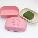 满9.9包邮 Hello Kitty 香皂盒肥皂盒 香皂盘粉色带滤水架 带盖子
