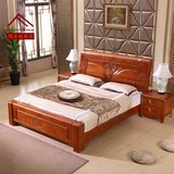 中式全实木床橡木床简约双人床高箱储物床1.8/1.5米简约卧室婚床