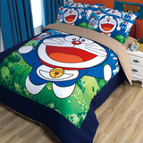 卡通儿童床罩四件套机器猫1.5 1.8米被套床单双人床品哆啦A梦