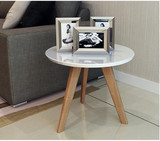 白色烤漆边几角几简约现代圆形沙发边桌 北欧宜家创意实木小茶几