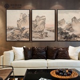 明清山水风景中国画新中式客厅背景墙装饰画玄关书房挂画走廊壁画