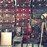 复古老上海旧皮箱布箱怀旧风格创意摆件老物件摄影陈列道具装饰品